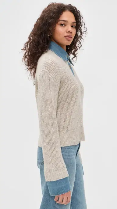 LE JEAN Harvey Sweater uperlight Denim/Oatmeal | Thumbnail 4