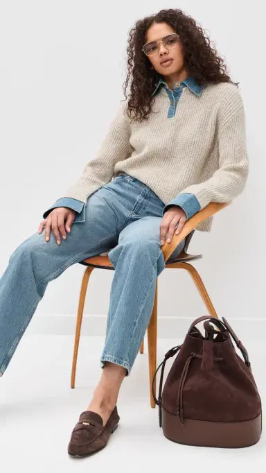 LE JEAN Harvey Sweater uperlight Denim/Oatmeal | Thumbnail 5