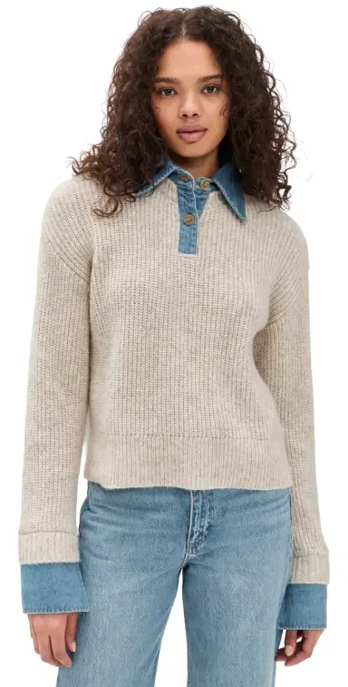 LE JEAN Harvey Sweater uperlight Denim/Oatmeal | Thumbnail 1