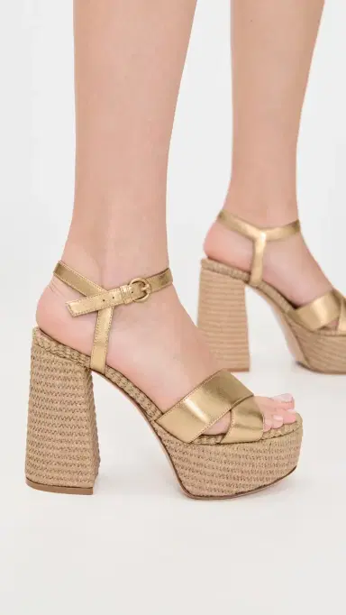 Gianvito Rossi Bebe Nappa Silk Washed Platform Heel Mekong/Naturale | Thumbnail 5