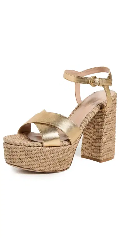 Gianvito Rossi Bebe Nappa Silk Washed Platform Heel Mekong/Naturale | Thumbnail 1