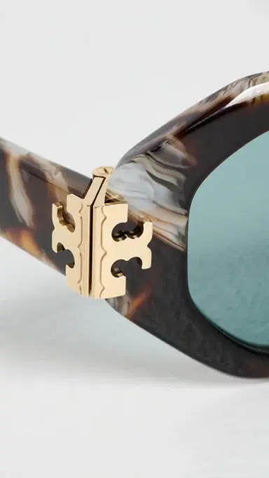 Tory Burch Eleanor Geometric Sunglasses Dark Wavy Tortoise One Size | Thumbnail 5