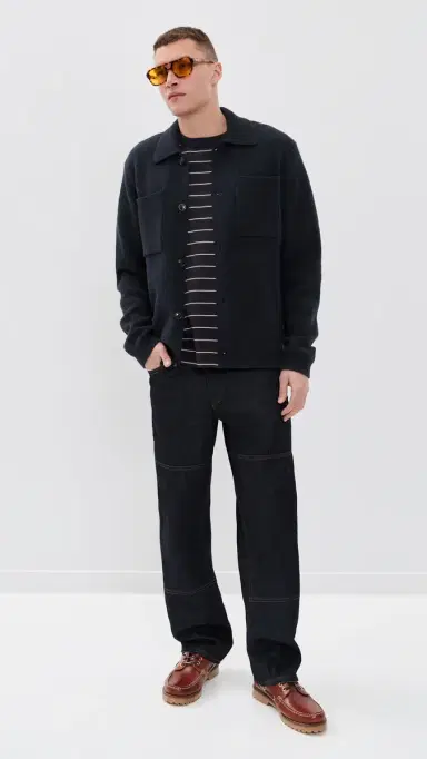 Les Deux Fischer Milano Knit Overshirt Dark Navy L | Thumbnail 5