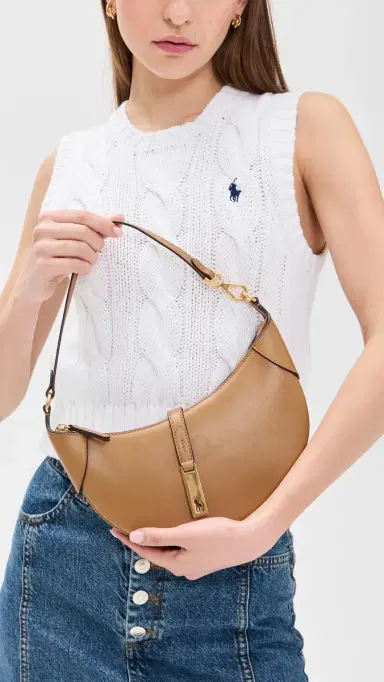 Polo Ralph Lauren Small Grain Polo ID Mini Shoulder Bag Tan One Size | Thumbnail 3
