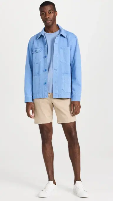 PAIGE Phillips Shorts In Stretch Sateen 8'' Khaki 32 | Thumbnail 5