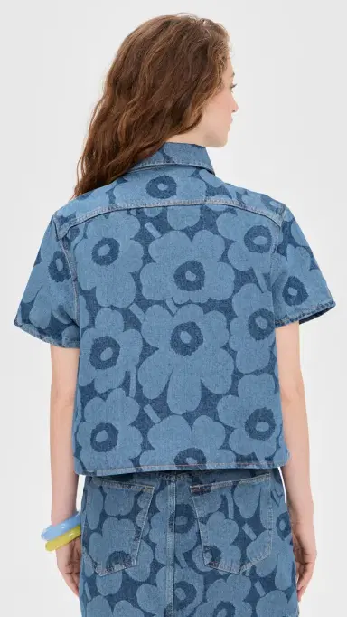 Marimekko Maridenim Kuvata Unikko Shirt Mid Indigo | Thumbnail 3