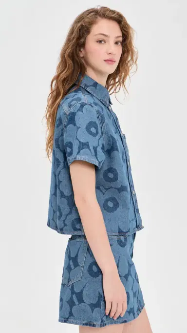 Marimekko Maridenim Kuvata Unikko Shirt Mid Indigo | Thumbnail 4