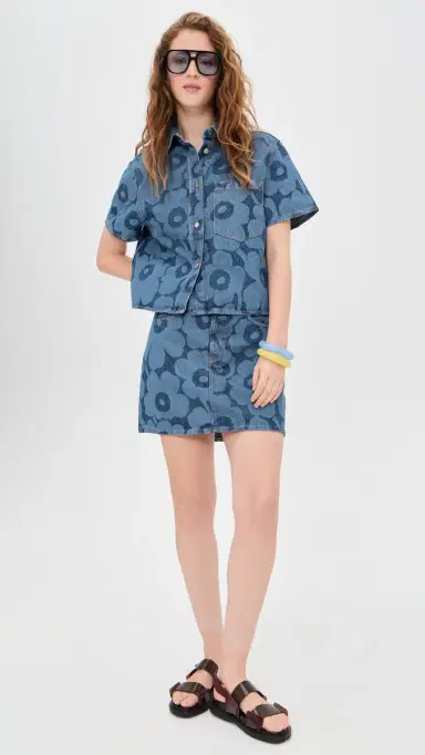 Marimekko Maridenim Kuvata Unikko Shirt Mid Indigo | Thumbnail 5