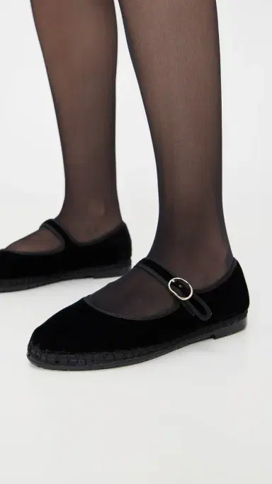 Flabelus Antonia Velvet Mary Jane Flats Black 38 | Thumbnail 3