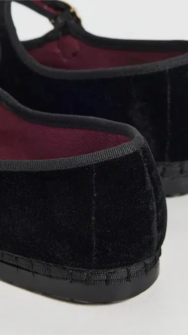 Flabelus Antonia Velvet Mary Jane Flats Black 38 | Thumbnail 4