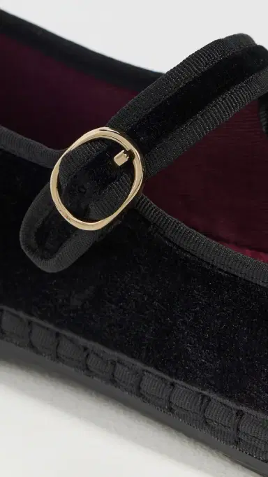 Flabelus Antonia Velvet Mary Jane Flats Black 38 | Thumbnail 6
