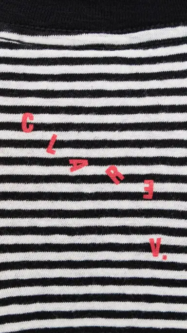 Clare V. Mini Stripe ong Sleeve Tee Black/Cream | Thumbnail 6