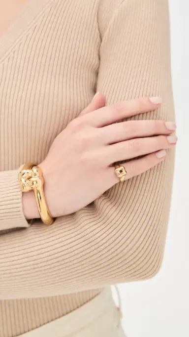 Jenny Bird Woven Square Signet Ring High Polish Gold 3 | Thumbnail 3
