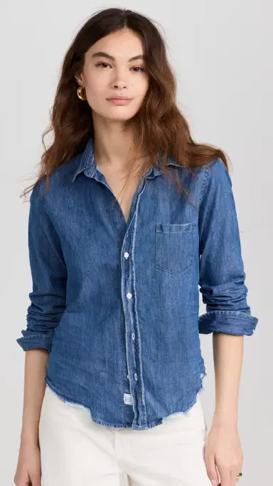 FRANK & EILEEN Tailored Button Up Shirt Vintage Stonewashed Indigo | Thumbnail 2