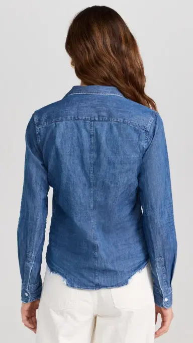 FRANK & EILEEN Tailored Button Up Shirt Vintage Stonewashed Indigo | Thumbnail 3