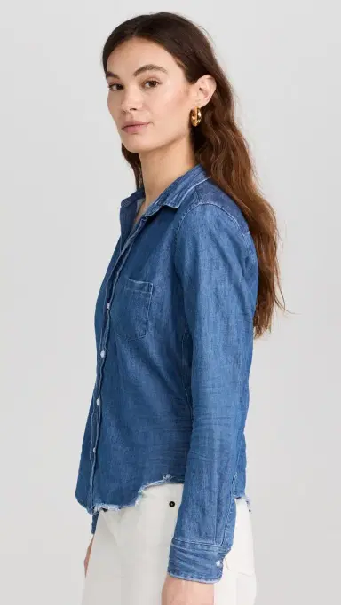 FRANK & EILEEN Tailored Button Up Shirt Vintage Stonewashed Indigo | Thumbnail 4
