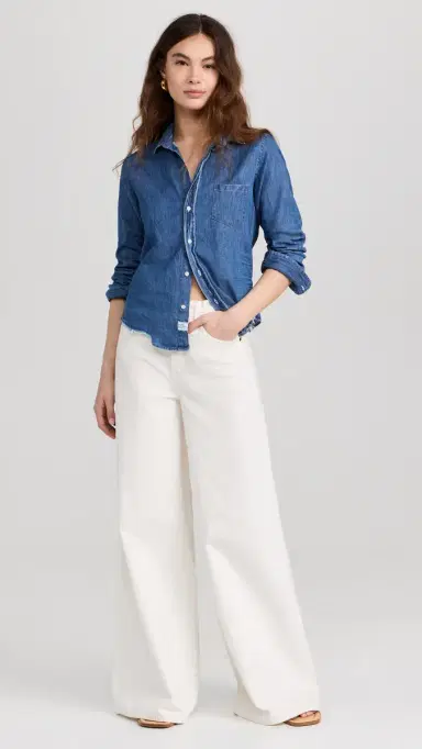 FRANK & EILEEN Tailored Button Up Shirt Vintage Stonewashed Indigo | Thumbnail 5