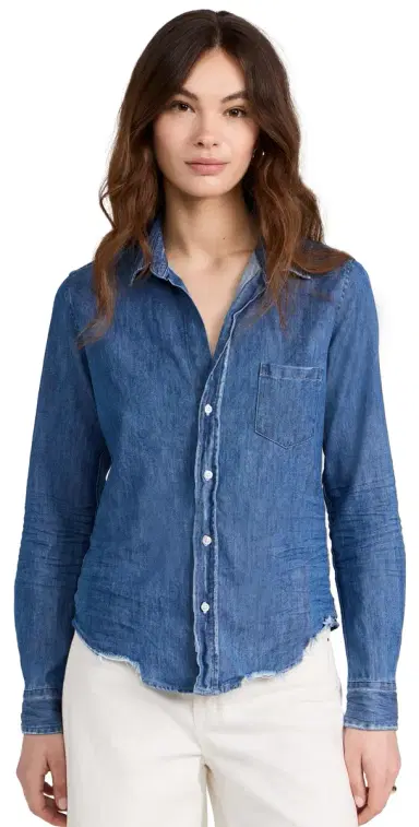 FRANK & EILEEN Tailored Button Up Shirt Vintage Stonewashed Indigo | Thumbnail 1
