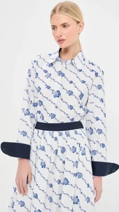 Rosie Assoulin Cropped Button Down Blue/White S | Thumbnail 2