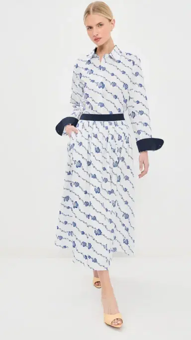 Rosie Assoulin Cropped Button Down Blue/White S | Thumbnail 5