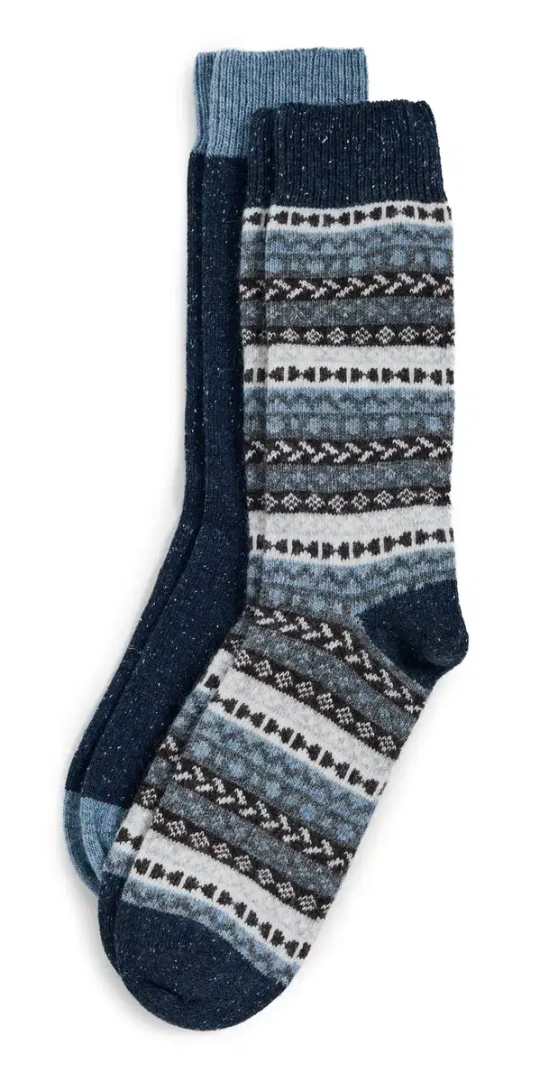 Barbour Fair Isle Socks 2 Pack idnight Oak ix