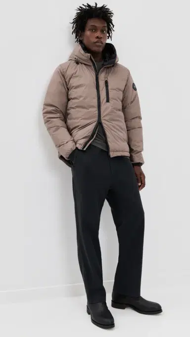 Canada Goose Lodge Black Disc Hooded Jacket Taupe Grey | Thumbnail 5