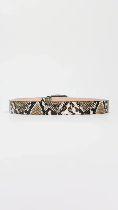 L'AGENCE Milou Domed Croc Embossed Belt Dark nake Embossed | Thumbnail 4 L'AGENCE Milou Domed Croc Embossed Belt Dark nake Embossed | Thumbnail 4