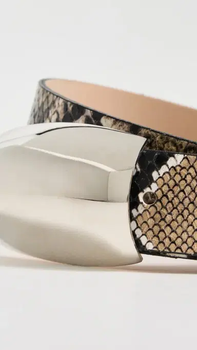 L'AGENCE Milou Domed Croc Embossed Belt Dark nake Embossed | Thumbnail 5 L'AGENCE Milou Domed Croc Embossed Belt Dark nake Embossed | Thumbnail 5