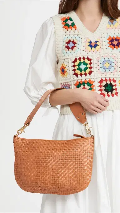 Clare V. Clare V. Moyen Messenger Natural Woven Checker One Size | Thumbnail 3
