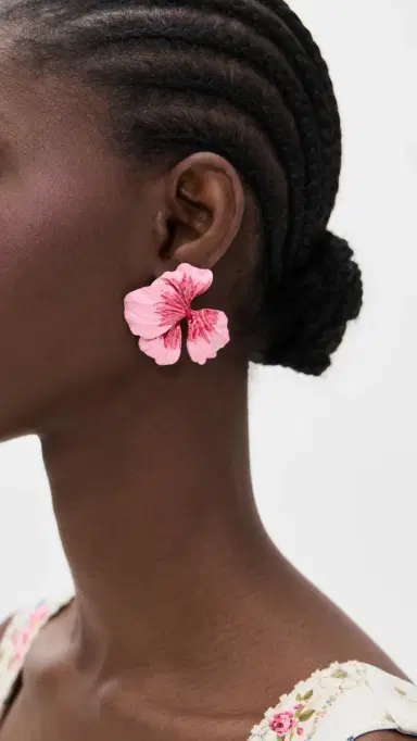 SHASHI Una Una Evening Earrings Pink One Size | Thumbnail 3