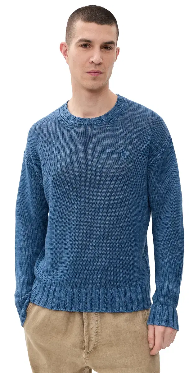 Garment Dyed Jersey inen Rollneck Sweater Iolite Navy