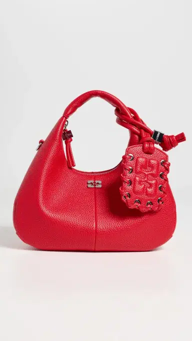 GANNI Mini Grained Hobo Bag Goji Berry One Size | Thumbnail 2 GANNI Mini Grained Hobo Bag Goji Berry One Size | Thumbnail 2