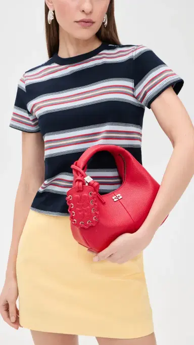 GANNI Mini Grained Hobo Bag Goji Berry One Size | Thumbnail 3 GANNI Mini Grained Hobo Bag Goji Berry One Size | Thumbnail 3