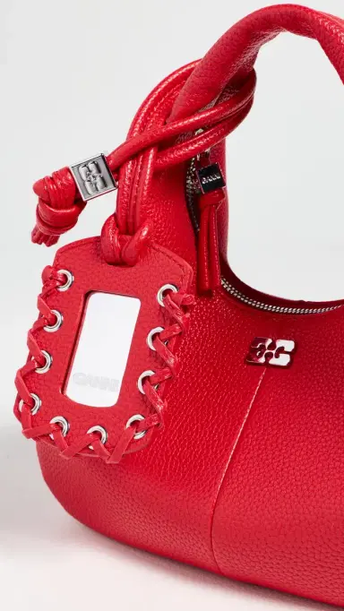 GANNI Mini Grained Hobo Bag Goji Berry One Size | Thumbnail 5 GANNI Mini Grained Hobo Bag Goji Berry One Size | Thumbnail 5