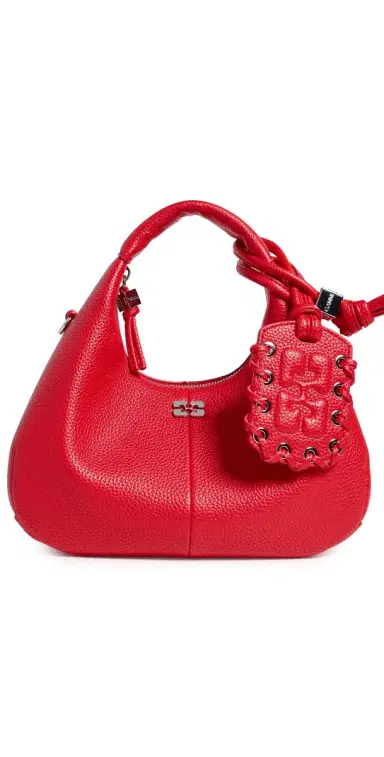 GANNI Mini Grained Hobo Bag Goji Berry One Size | Thumbnail 1 GANNI Mini Grained Hobo Bag Goji Berry One Size | Thumbnail 1