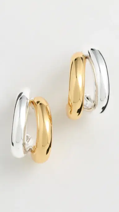 Jenny Bird Florence Huggie Hoop Earrings Two Tone One Size | Thumbnail 2