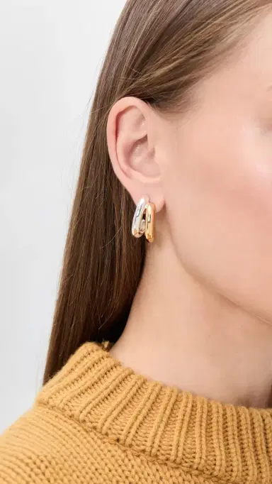 Jenny Bird Florence Huggie Hoop Earrings Two Tone One Size | Thumbnail 3