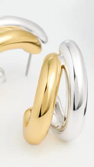 Jenny Bird Florence Huggie Hoop Earrings Two Tone One Size | Thumbnail 4