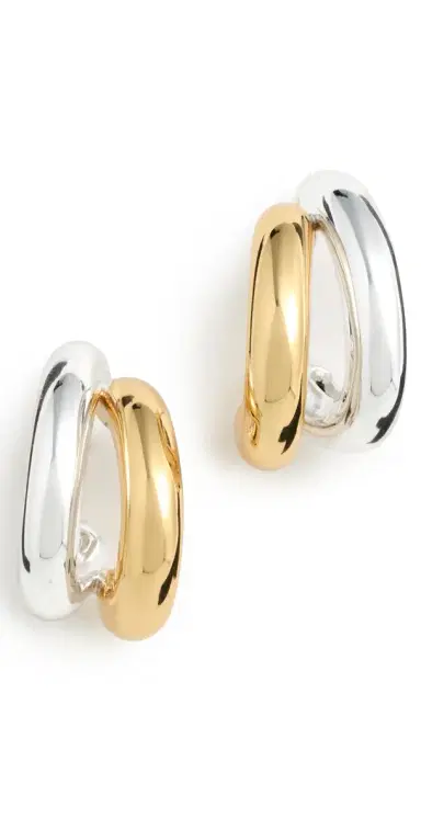 Jenny Bird Florence Huggie Hoop Earrings Two Tone One Size | Thumbnail 1