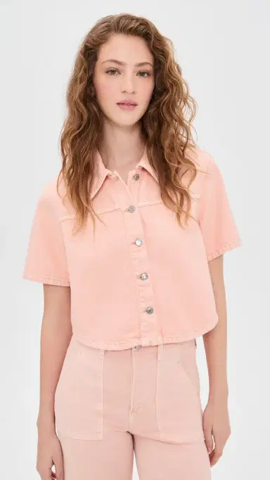 Le Jean Short Sleeve wing Shirt Peachy | Thumbnail 2 Le Jean Short Sleeve wing Shirt Peachy | Thumbnail 2