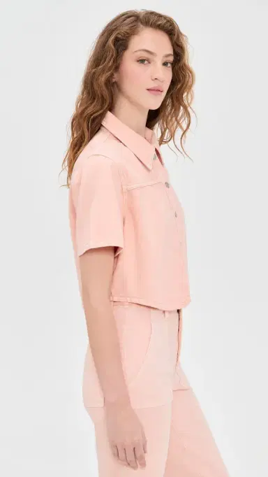 Le Jean Short Sleeve wing Shirt Peachy | Thumbnail 4 Le Jean Short Sleeve wing Shirt Peachy | Thumbnail 4