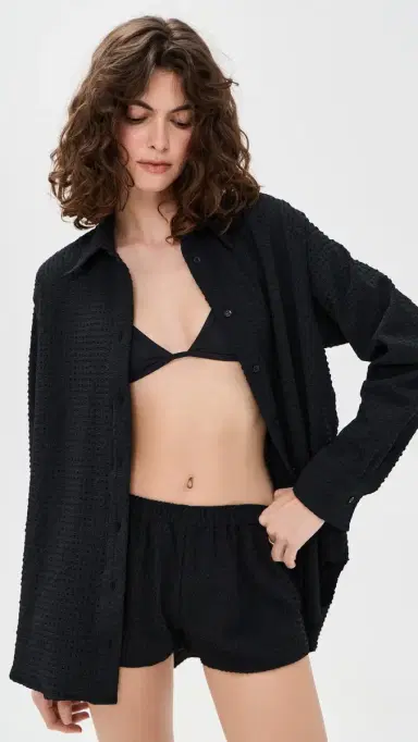 Hunza G Oversized Shirt Black | Thumbnail 2 Hunza G Oversized Shirt Black | Thumbnail 2