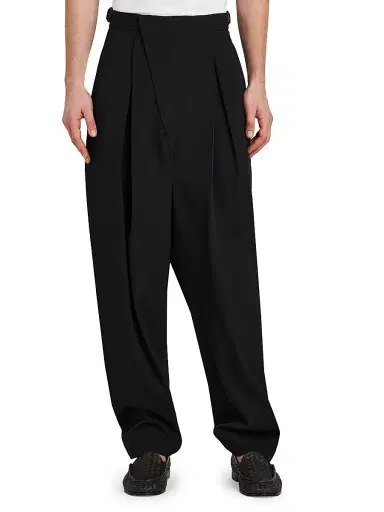 Bottega Veneta Men's Asymmetric Light Wool Trousers | Thumbnail 3