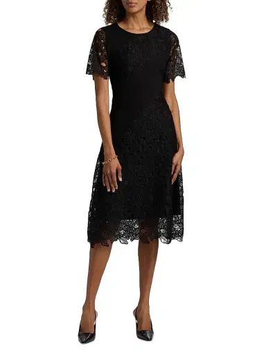 Misook Women's Mixed-Media A-Line Midi-Dress - Black - Size XXL | Thumbnail 3 Misook Women's Mixed-Media A-Line Midi-Dress - Black - Size XXL | Thumbnail 3