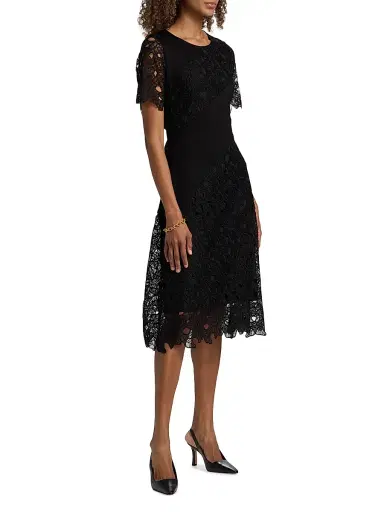 Misook Women's Mixed-Media A-Line Midi-Dress - Black - Size XXL | Thumbnail 4 Misook Women's Mixed-Media A-Line Midi-Dress - Black - Size XXL | Thumbnail 4