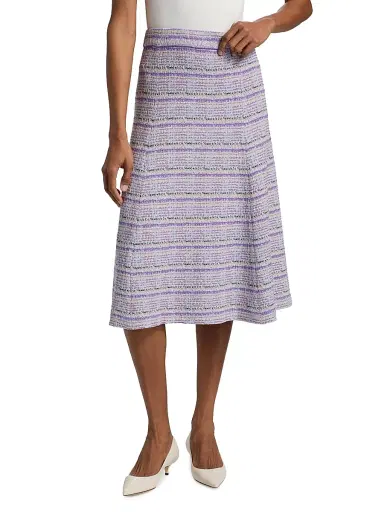 Misook Women's Striped Tweed Knit Midi-Skirt - Powder Blue Multi - Size XXL | Thumbnail 3