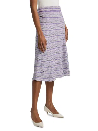 Misook Women's Striped Tweed Knit Midi-Skirt - Powder Blue Multi - Size XXL | Thumbnail 4