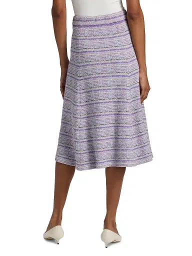 Misook Women's Striped Tweed Knit Midi-Skirt - Powder Blue Multi - Size XXL | Thumbnail 5