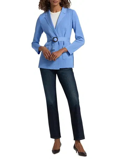 Misook Women's Belted Single-Breasted Blazer - Tranquil Blue - Size XXL | Thumbnail 2 Misook Women's Belted Single-Breasted Blazer - Tranquil Blue - Size XXL | Thumbnail 2