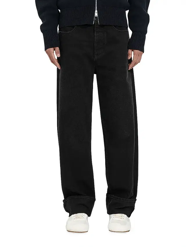 Bottega Veneta Men's Turned-Up Faded Jeans - Black